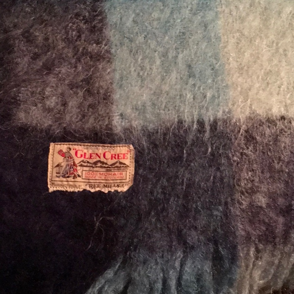 Scotland made vintage Glen Cree 100% mohair throw blanket, 64”x44”